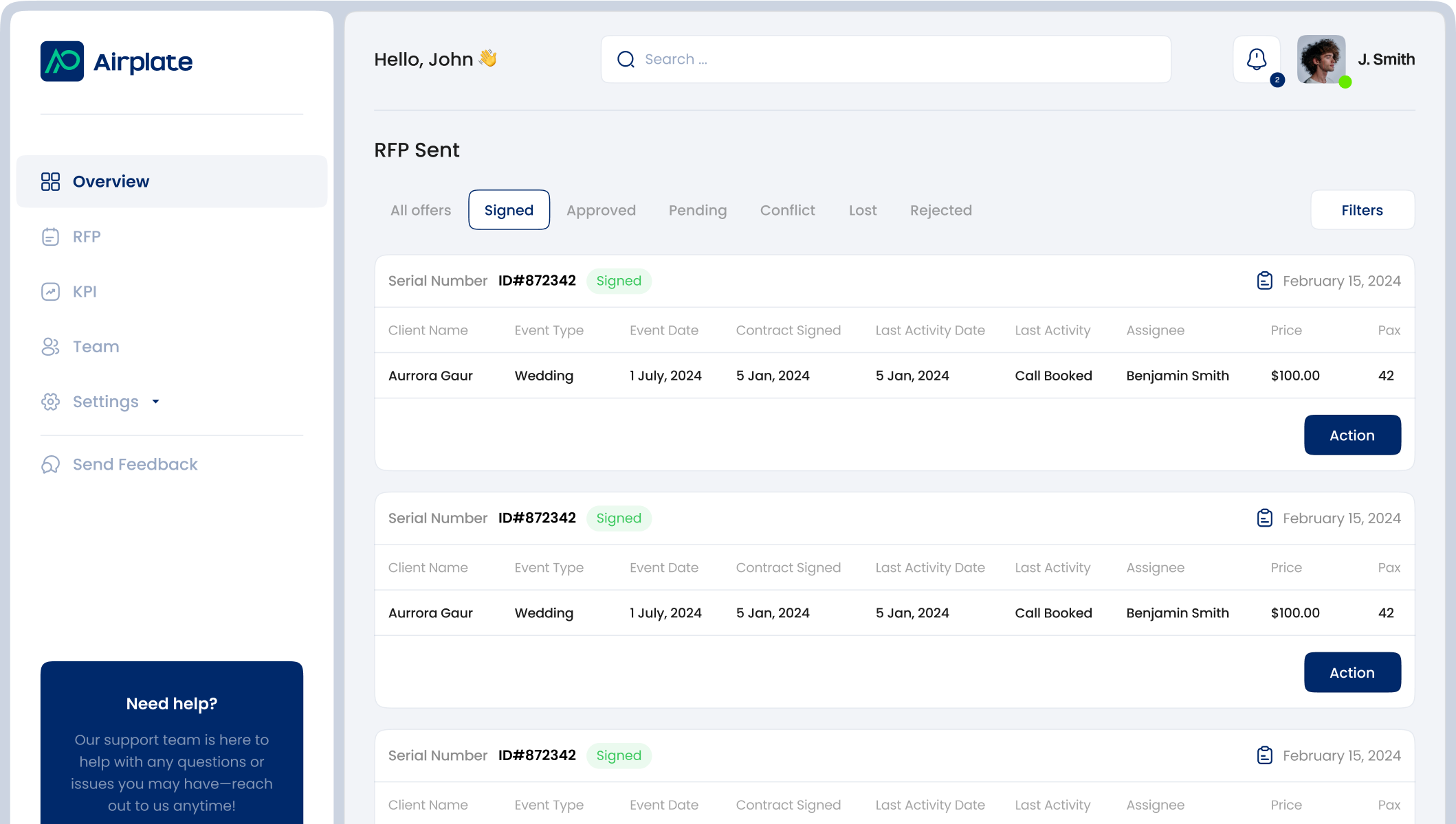 AirPlate dashboard